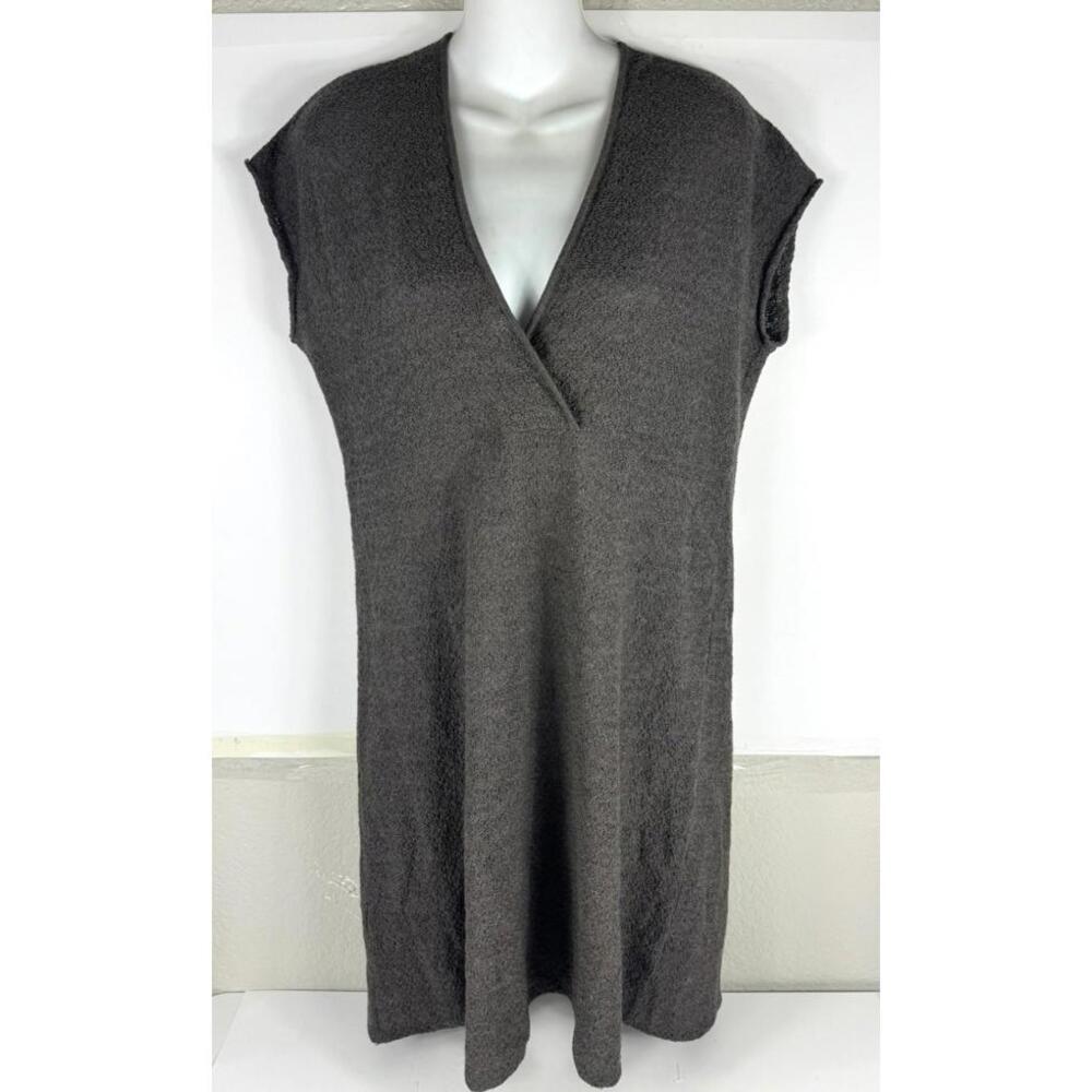 Eileen Fisher Italian Yarn Midi Dress Charcoal Gray US Small